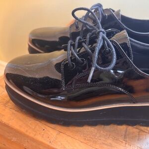Women's Aldo Ereillan Platform Oxford Shoes Black Patent Leather
